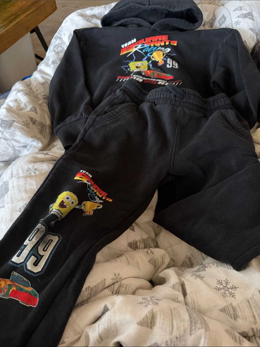 Old Navy Black SpongeBob Racing Joggers & Hoodie set- Kids